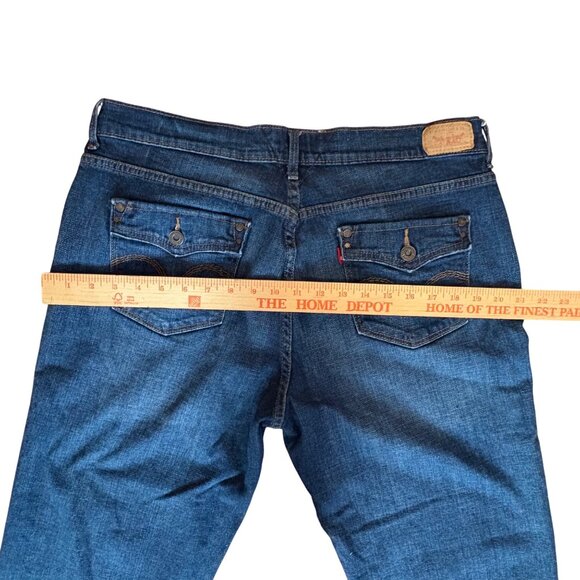 Levis Vintage Denim Capris Size 14 Mid-Rise Blue Jeans Rolled Hem Levi Strauss C - Picture 9 of 9